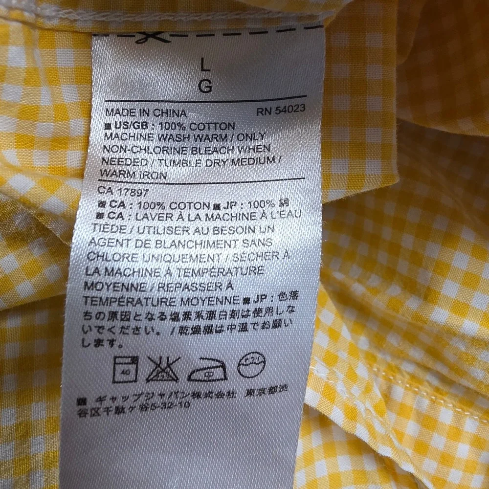 Banana Republic Mens Soft Wash Slim Fit Gingham Button Down Shirt Yellow Large